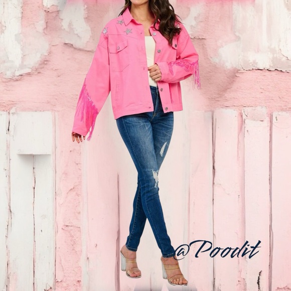 FANTASTIC FAWN pink fringe jacket S M L - Picture 7 of 12